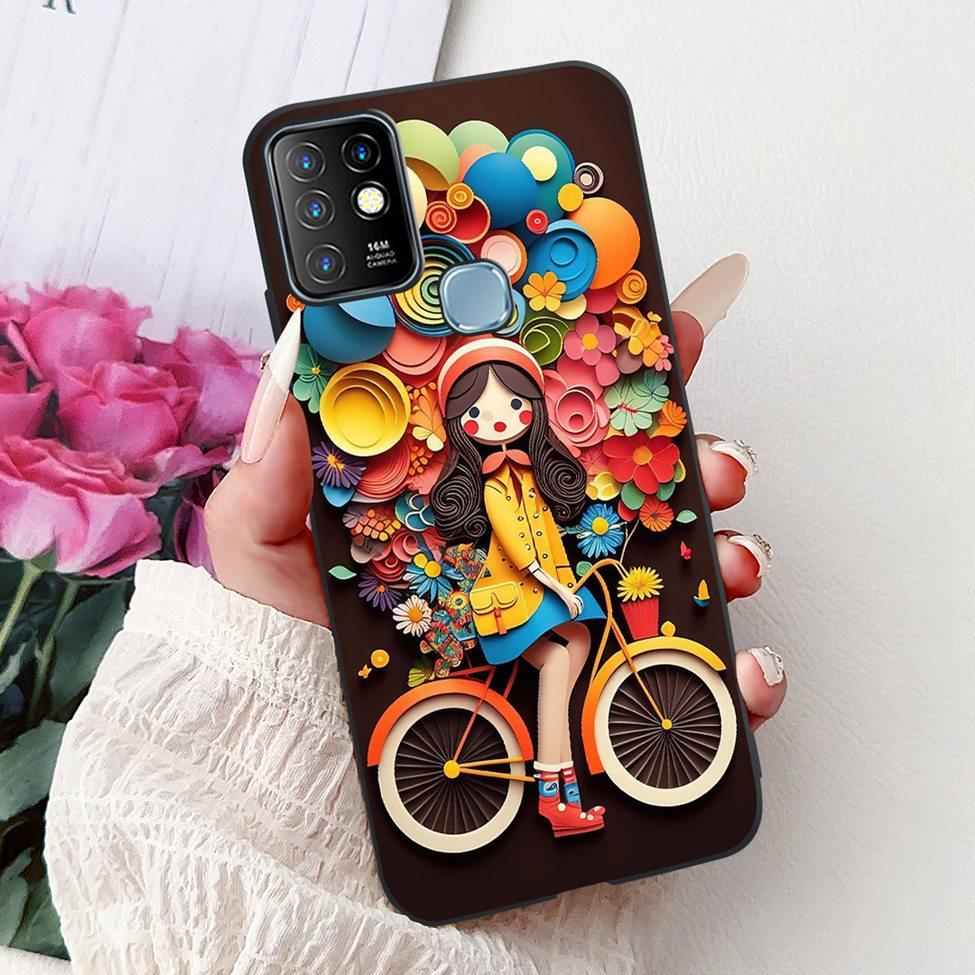 Для Infinix Hot 10 Чехол Силиконовый Милый Кот Модные Цветы Роскошная Расписная Задняя Крышка Для Чехла Телефона Inifnix Hot 10 X682B X682C