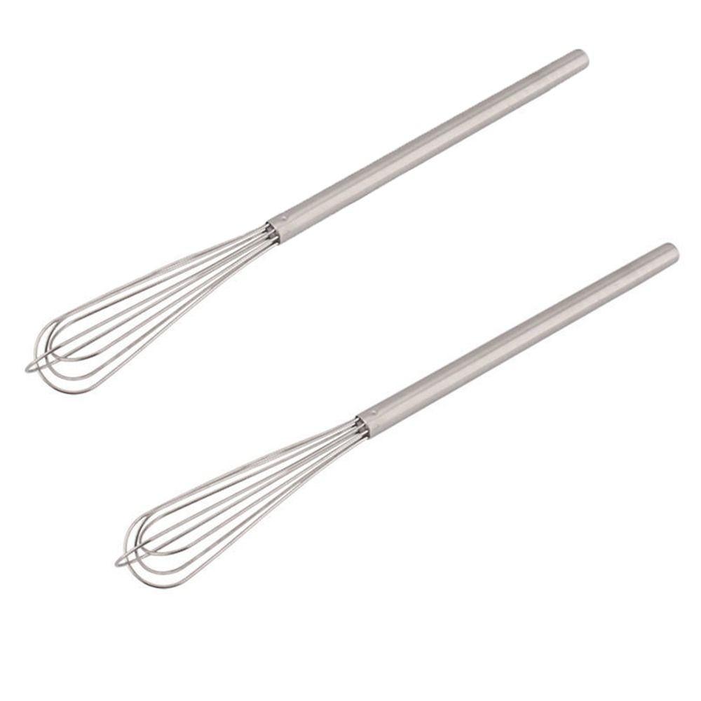 2 Pcs Household Stainless Steel Durable Mini Whisk, Stirrer, Multi-purpose Long Handle Manual Operation Whisk for Baking Tool