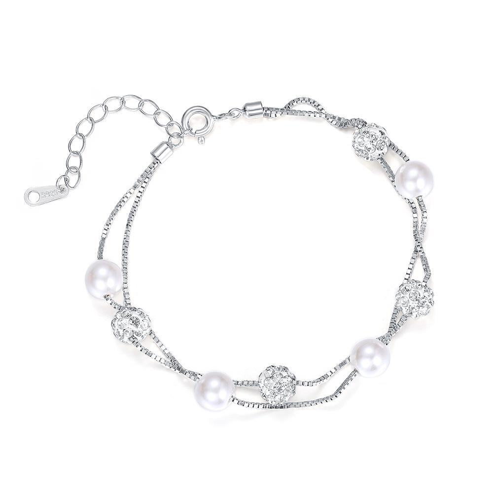 S925 Sterling Silver Double-Layered Starry Pearl Bracelet for Women - High-End, Elegant Design