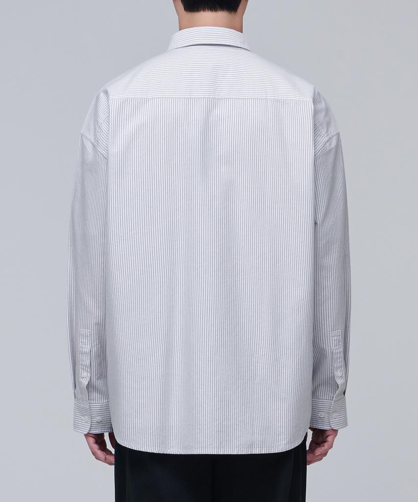 MUSINSA STANDARD Striped Oversized Oxford Shirt [Grey Stripe]