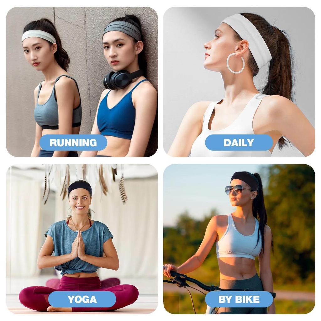 7 шт. Эластичные спортивные повязки на голову для женщин Растягивающиеся Повязки на голову конфетных цветов Модные Повязки для отвода пота Фитнес Йога Бег Велоспорт 2025