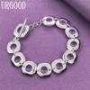 925 Sterling Silver Square Bracelet Party Fashion Gift Jewelry