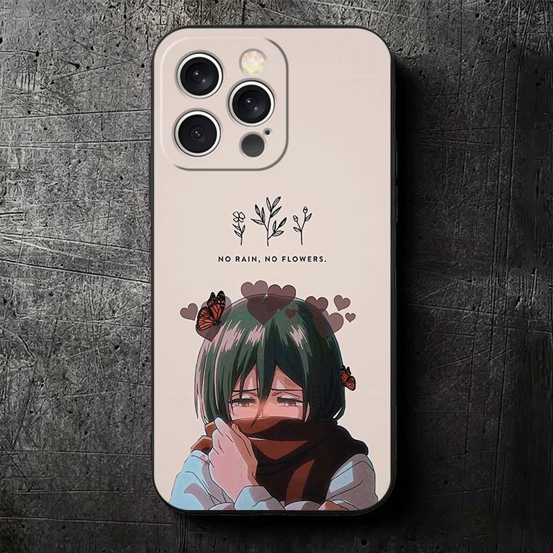 A-Атака Титанов Микаса Мягкий Чехол для Телефона для iPhone 16 16E 17 Air 15 Pro Max 14 Plus 13 Mini 11 12 7 Черный Чехол Задняя Панель