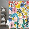 Colorful Flat Wind Floral Shower Curtain, Bathroom Decorative Shower Curtain, Waterproof Shower Curtain with Hooks