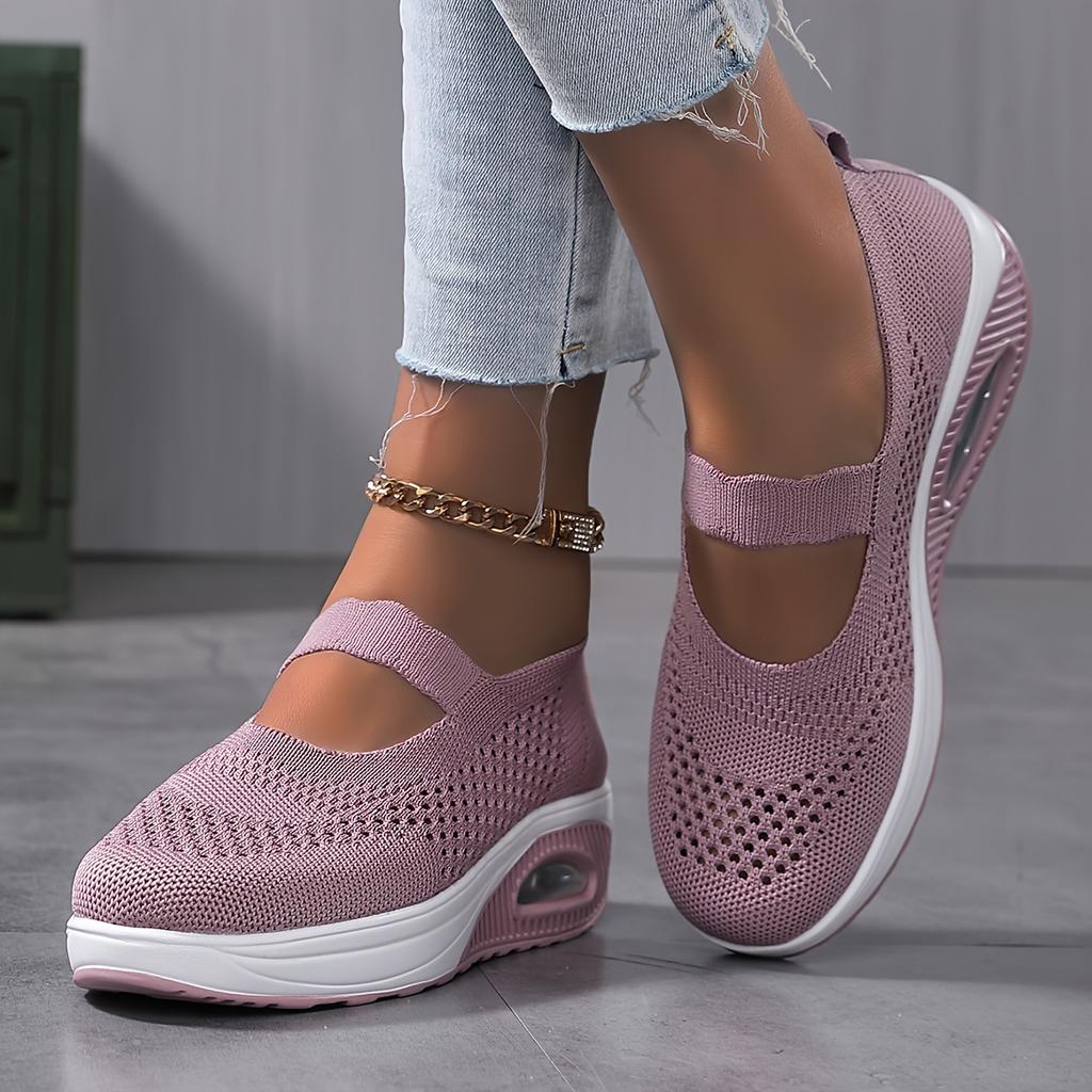Женские дышащие трикотажные кроссовки, повседневная обувь без застежек для отдыха на открытом воздухе, удобная обувь с низким верхом больших размеров