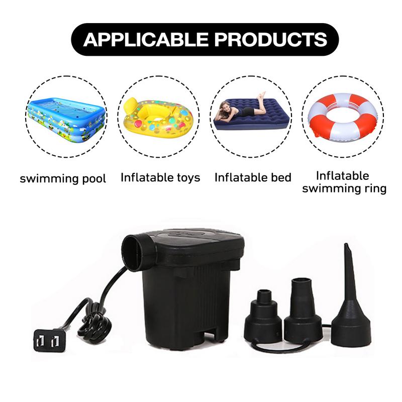 Быстрозаполняемый портативный воздушный насос с 3 насадками, насос для накачивания, дефлятор, насос для накачивания, электрический воздушный насос для надувных матрасов, кроватей