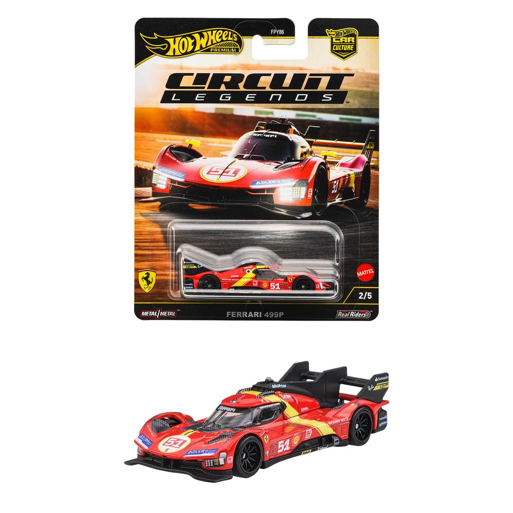 Hot Wheels Car Culture Circuit Legends Ferrari 499P Vehicle Toy Diecast Car for Ages 3 and JBK49 Up, Red,
