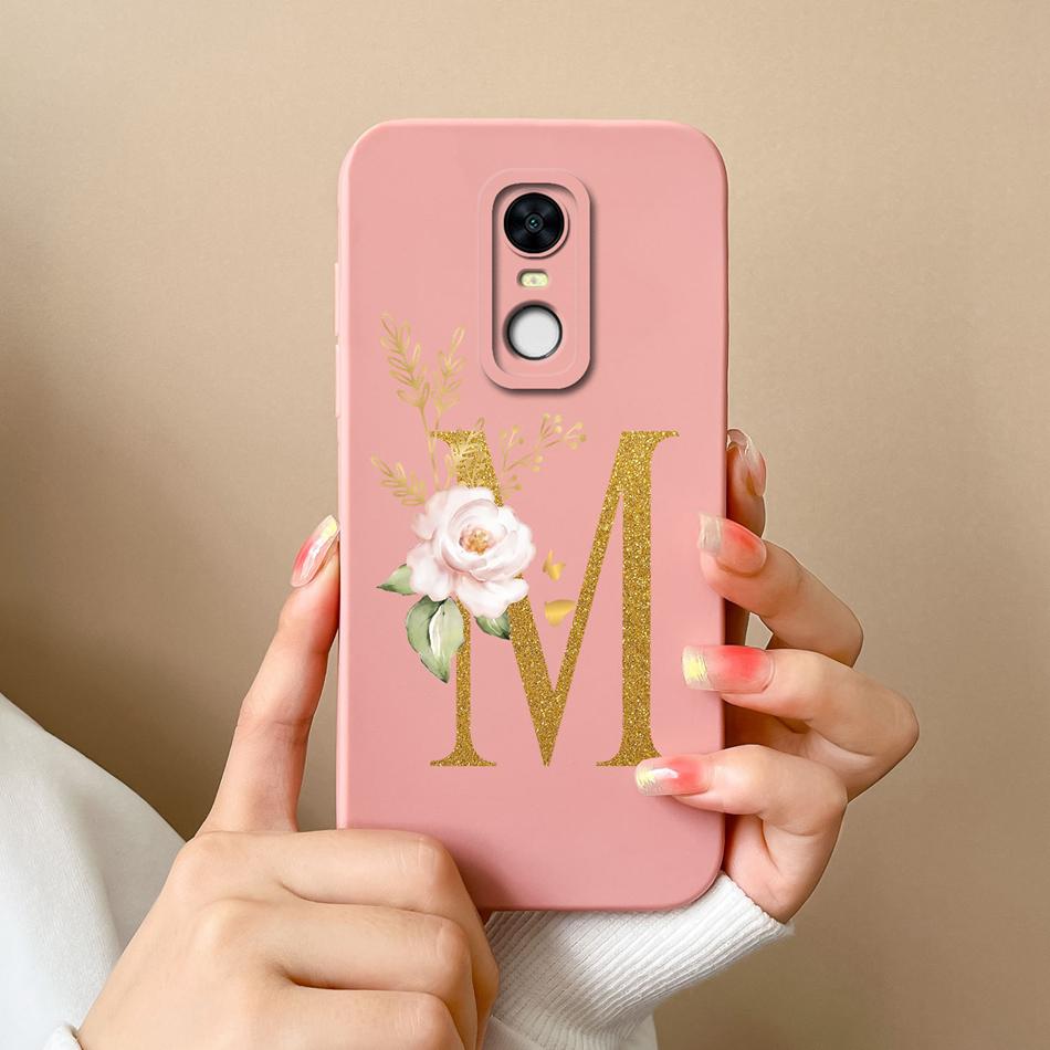 Для Redmi 5 Plus Note5 Чехлы Блестящие Буквы от A до Z Жидкий Силикон Противоударные Защитные Задние Крышки для Redmi5Plus Note5 Funda