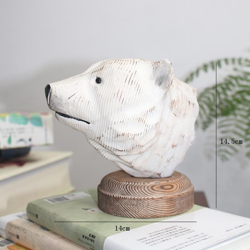 Искусственная скульптура животного Резьба по дереву Голова животного Тигр Лев Резьба по дереву Поделки Сосновые украшения Аксессуары для домашнего декора