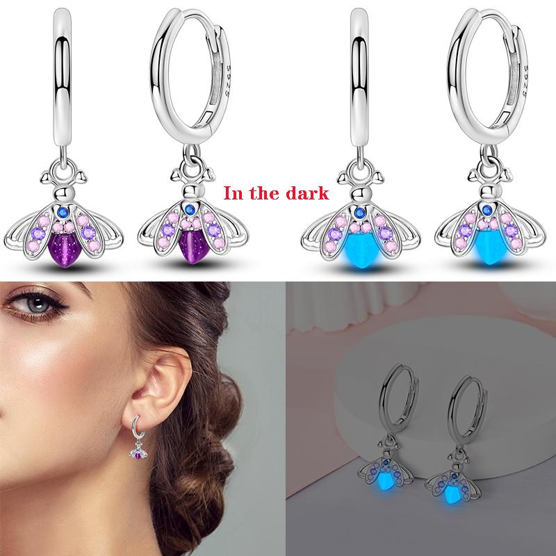Sell 925 Silver Glow in the Dark Earrings Fit Charms Hoop Earrings For Women Stud Earring Fine Jewelry