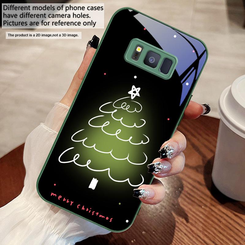 Белая линия Рождественская елка Для Samsung S25 S25 Edge S25Ultra S8 9 S10 20 U ltra S21 Pro 22 Plus S23 FE S24 Ultra Стеклянный чехол для телефона