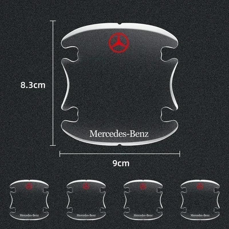 AABIG1 4pcs Car Door Handle Door Bowl Transparent Sticker Anti-Collision Protection Strip for Mercedes Benz W211 W204 W210 W203 CLA GLA