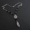 Gothic Beaded Pentagram Necklace Crystal Goth Wiccan Pendant Witchy Punk Jewelry Women Statement Gift Mystical Charm