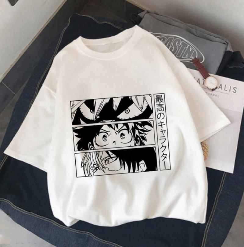 My Boku No Hero Academia Katsuki Bakugou Топ с принтом Harajuku, женская футболка, повседневные женские базовые футболки с круглым вырезом и короткими рукавами