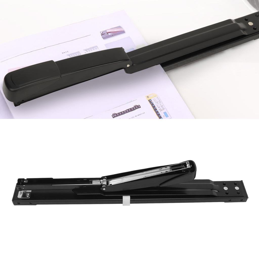 Long Arm Stapler Black 20 Sheets Capacity High Strength Metal Stable Office Stapler for Desktop Fami