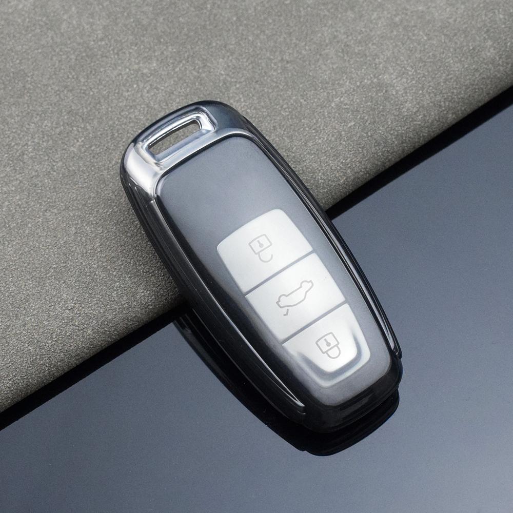 Для A6 A7 A8 E-tron Q5 Q7 Q8 C8 D5 Прозрачный чехол для автомобильного пульта дистанционного управления из ТПУ с держателем для бесключевого доступа, аксессуары для брелока