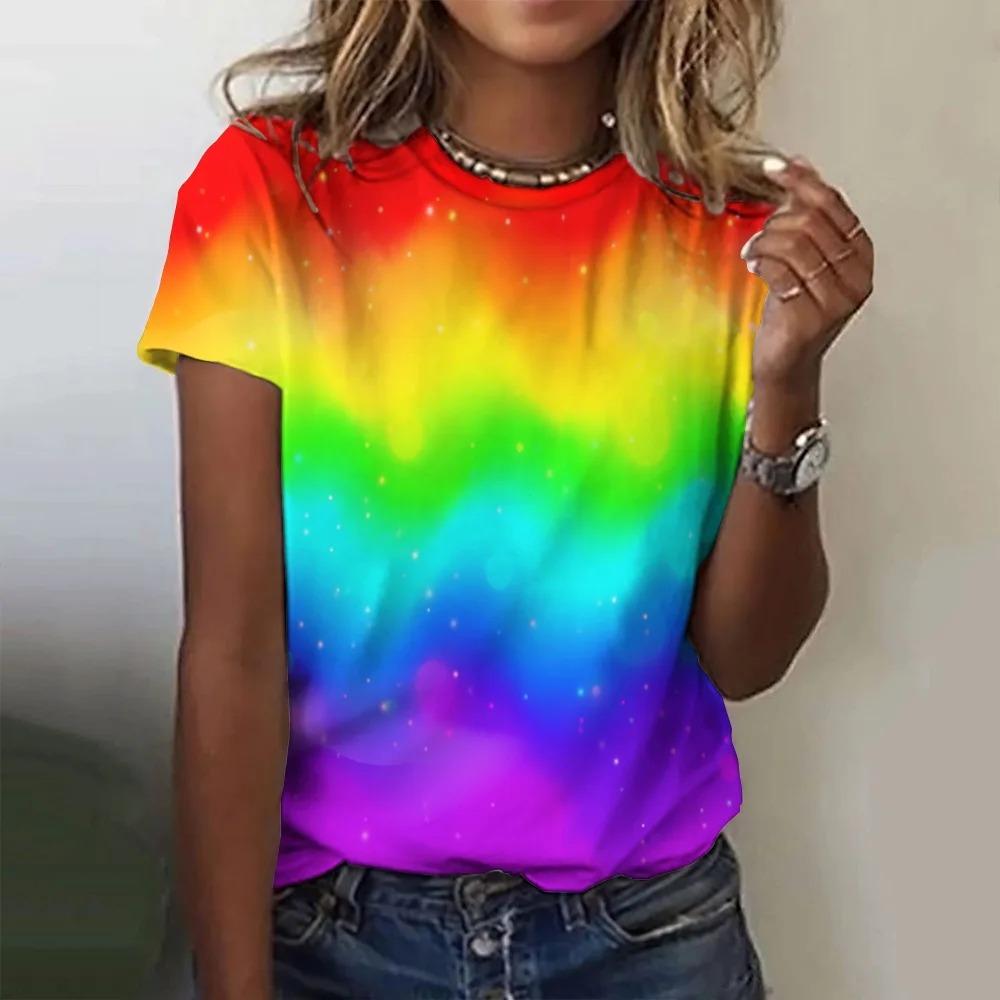 Женская футболка с круглым вырезом и короткими рукавами с 3D-цифровой печатью «Фейерверк», персонализированная и модная
