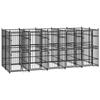 VidaXL Outdoor Dog Kennel Steel 9.22 M², Black, Powder-coated Steel, 480 X 192 X 200 Cm