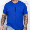 Men's Summer T-Shirts Fashionable Casual Loose Large Cross and Jesus Letter Printed Sports Round Neck Short Sleeve T-shirt Top