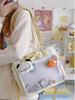 Japanese Style Kawaii PU Leather Itabag Women Transparent Pocket Bowknot Lolita Shoulder Bag Tote Handbags Women Ita Bag JK Girl