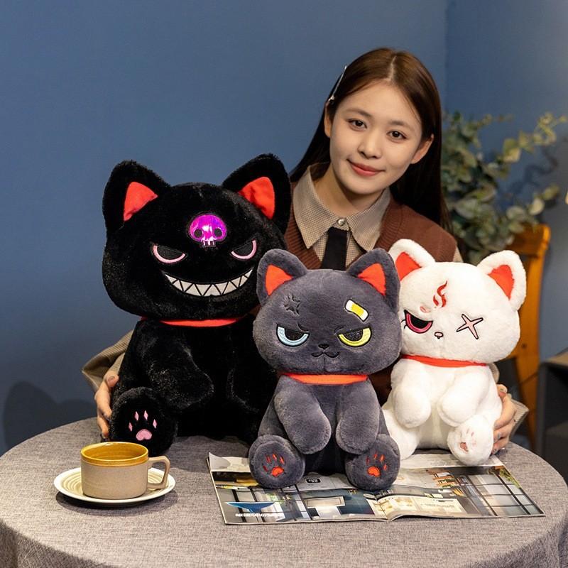 Cute Dark Pirate Cat Plush Toy Cozy Stuffed Animal Pillow For Relaxation And Sleep