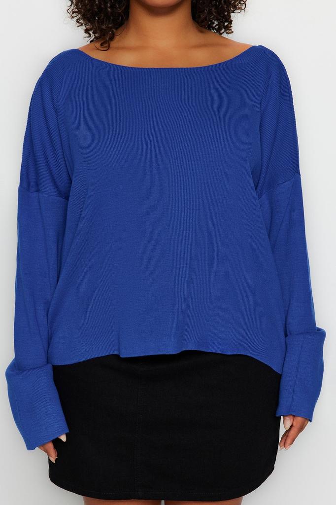 Женский стильный трикотажный свитер больших размеров Saks с перекрестной полосой на спине