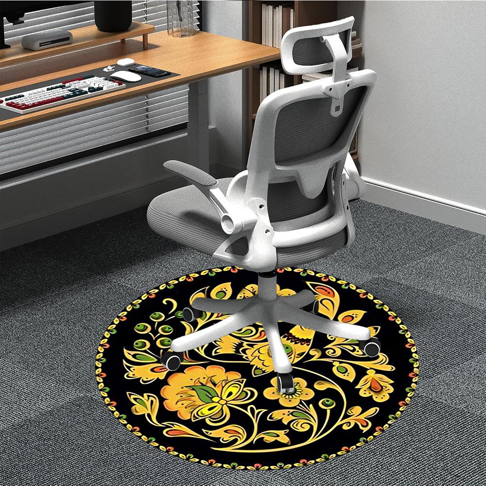 1PC Floral Pattern Chair Carpet for Office Non-Slip, Lightweight, Machine Washable Rug for Office, Sleeping, Room - Holiday Decoryy251009029