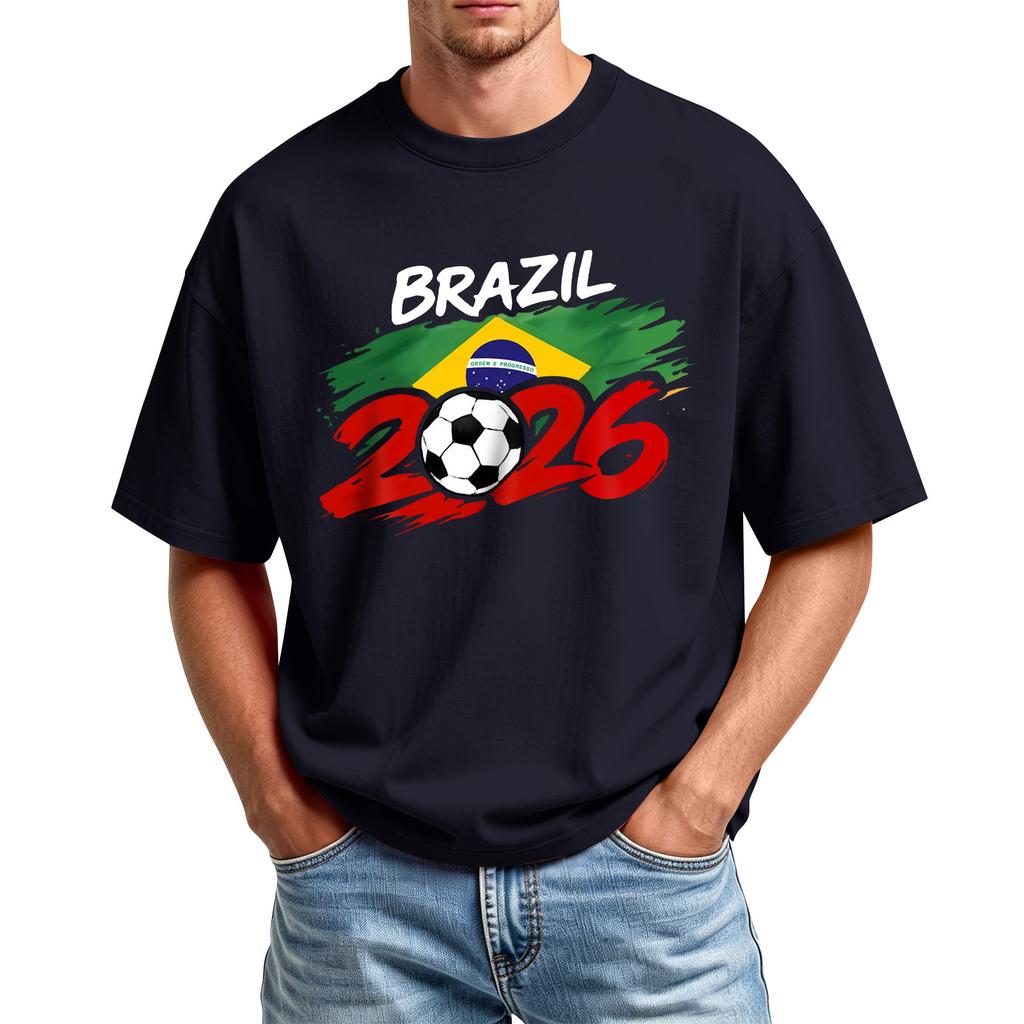 Men's World Event Print Crewneck Short Sleeve T Shirt Casual Athletic Top with Soccer Graphic 2026 Year Design for Daily Wear