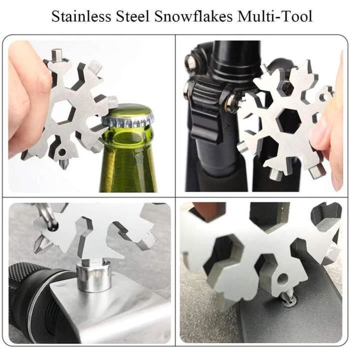 Multifunctional Tool Card - Snowflake - Compact and Portable - Stainless Steel