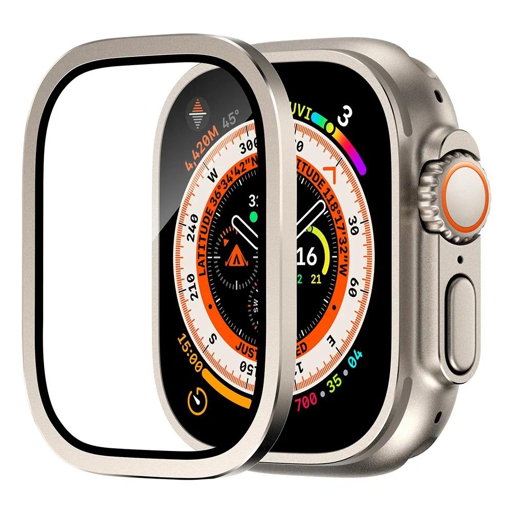 Закаленное Стекло для Apple Watch Ultra 2 49 мм Защитная Пленка для Экрана Металлическая Рамка Защита от Царапин для IWatch Серии Ultra 49 мм Аксессуары