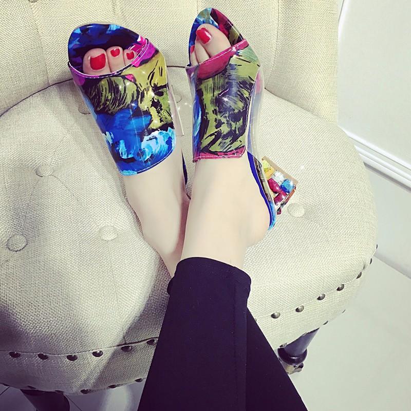 Dwayne Slippers Womens Summer New Strange Style Sandals Rhinestone Candy Colors Matching Elegant High Heels Female 2025