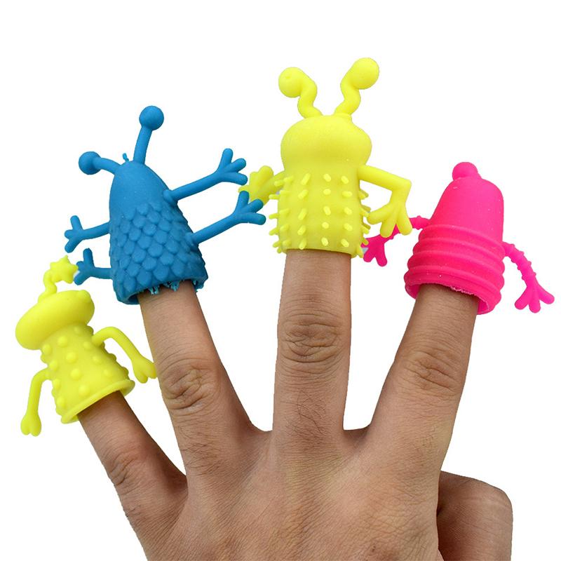 4 PCS Finger Puppets Soft Glue Cartoon Alien Figure Hand Theater Props Toys Educational Stuffer Gift For Kids
