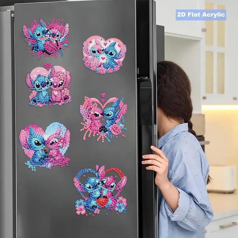 6Pcs Couple Series Diamond Art Fridge Magnet Diamond Painting Refrigerator Magnet Diamond Painting Fridge Magnet for Adults Beginners