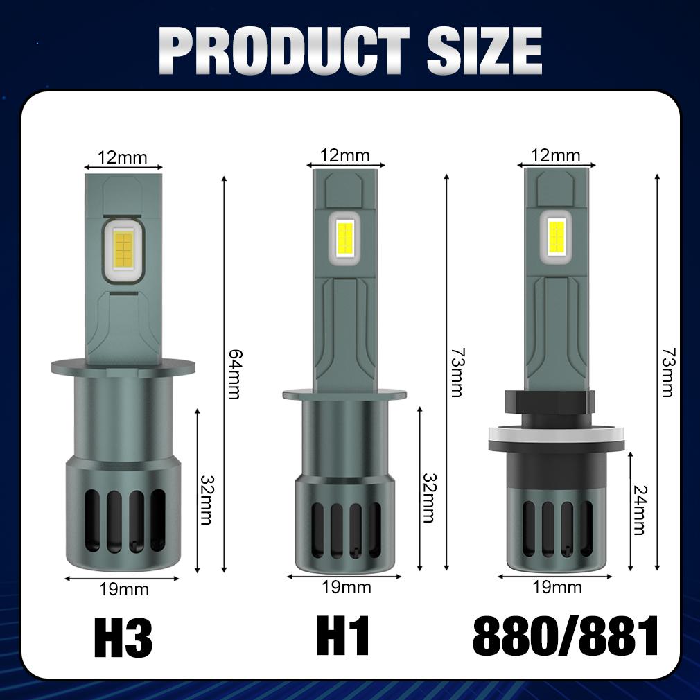 2 шт. H1 H3 светодиодные лампы для фар 60 Вт 20000LM 6500K H27 880 881 CSP для автомобиля мини-фары дальнего света авто диодные противотуманные фары 12 В автомобильные