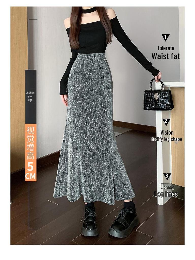 2024 Весна/Лето Ретро Узкая Длинная Женская Юбка с Высокой Талией: Корейский стиль All-Match