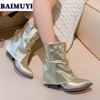 Женские ботильоны на высоком каблуке с острым носком, брендовая обувь 2025 года, трендовые сексуальные массивные дизайнерские ботинки челси, зимние новые туфли-лодочки Mujer Botas