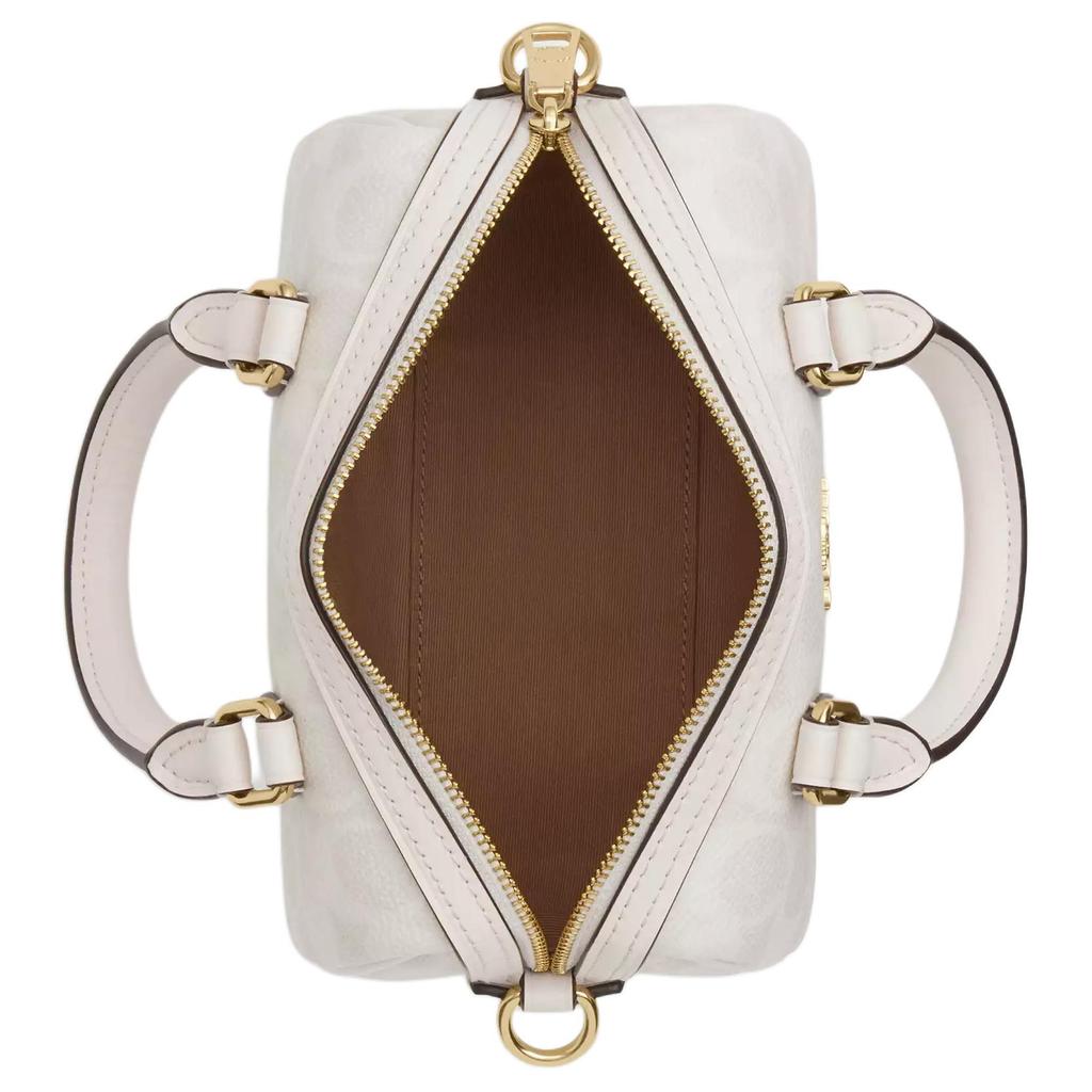 Coach Rowan 18 Classic Logo Print Coated Canvas Shoulder Tote Bag Small Women bags Gold White CW329-IMXU5