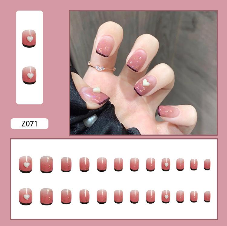 24 шт. искусственные ногти телесного цвета с градиентом для ногтей, стразы, инкрустированные клеем, съемные длинные абзацы, модные маникюрные кончики ногтей