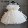 Тюлевое платье принцессы для маленьких девочек, элегантное бальное платье без рукавов для первого крещения, дня рождения, детское свадебное вечернее торжественное платье