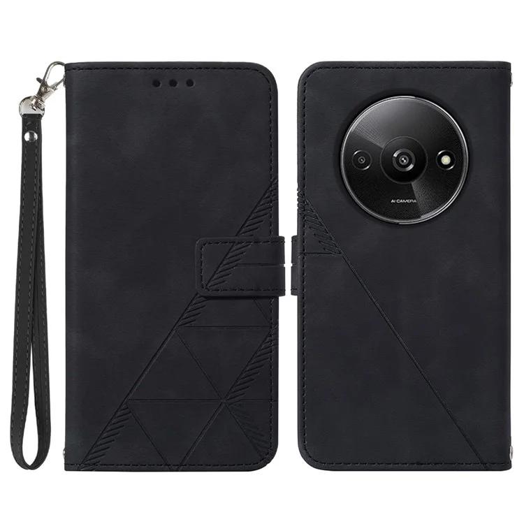 YB Imprinting Series-1 для Xiaomi Redmi A3/Poco C61 4G чехол с рисунком линии защитный кожаный чехол-бумажник для телефона