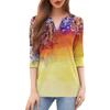 Women's Fashion Casual Loose 3/4 Sleeve Printed Round Neck Top
