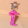 Cute Resin Cowboy Boot Hat Keychain Pretty Girl Key Ring Pendant for Women Handbag Decor DIY Handmade Kid's Jewelry Gift