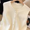 Жилет женский хлопковый осенний без рукавов трикотажный свитер однотонный кружевной повседневный жилет пальто