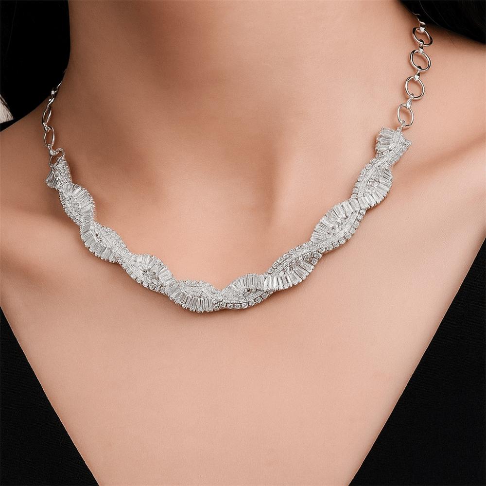 Multi-Row Geometric Crystal Choker Necklaces Luxury Trendy Weave Necklaces  Fashion Accessories