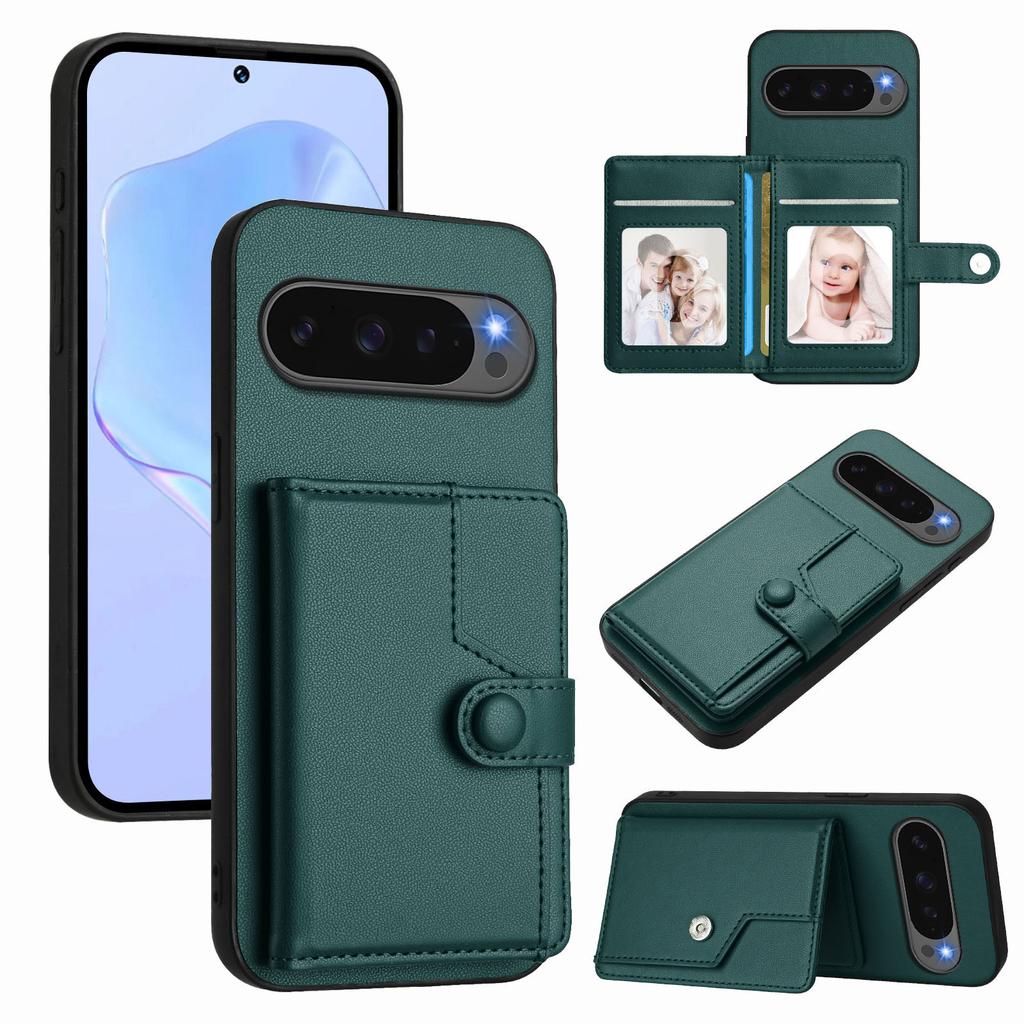 For Google Pixel 10 Pro/Google Pixel 10 Case RFID Blocking Card Holder Kickstand TPU + PU Leather Phone Back Cover