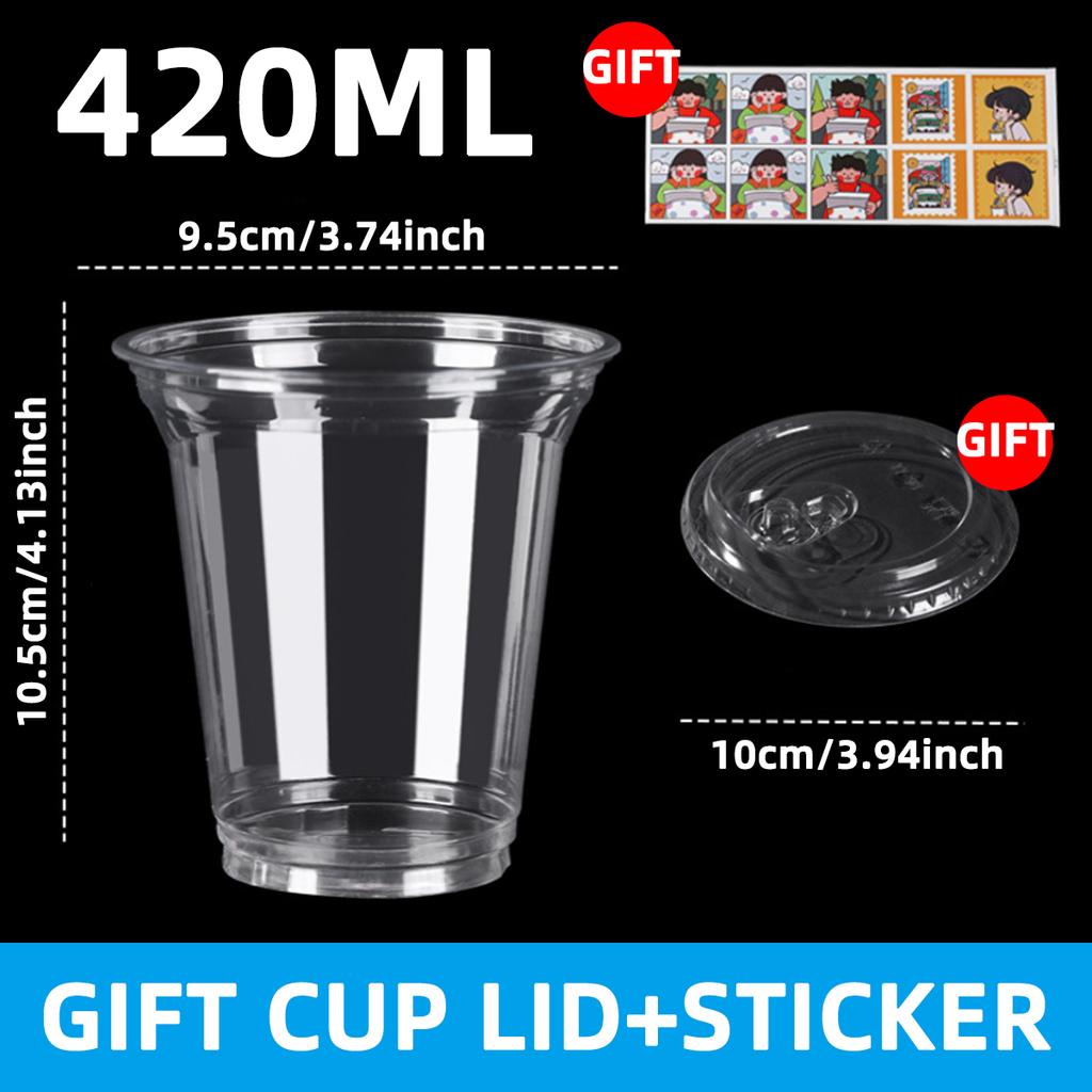 16 Oz Transparent Plastic Cup With No Straw Lid 10pcs Of Disposable Plastic Iced Coffee Cups With Direct Drinking Lid