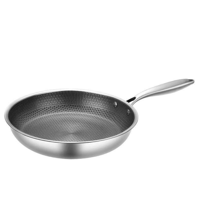 Stainless Steel Frying Pan Non-coated Steak Cooking Pot Durable NonStick Pan Gas Induction Cooker