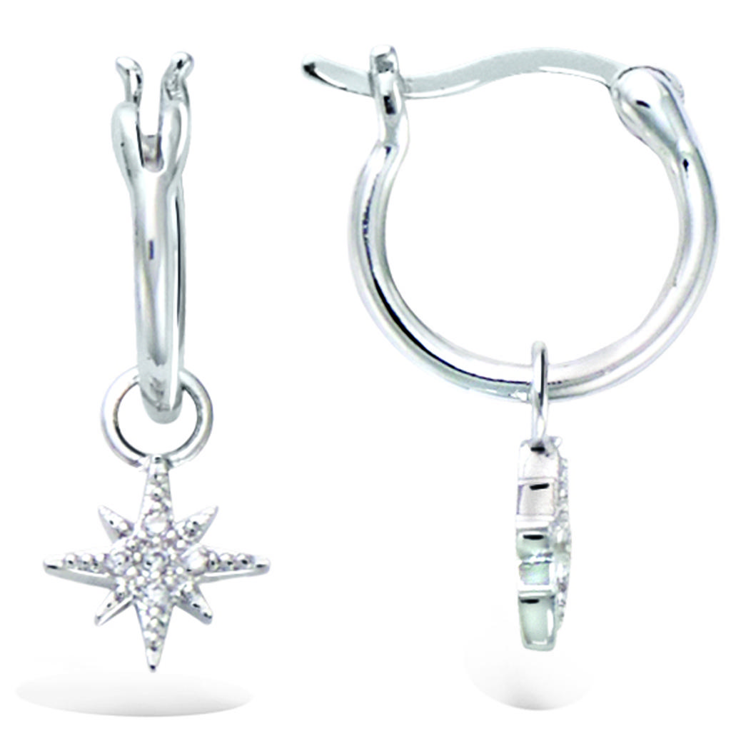 Les Trésors De Lily [R1722] - Silver Hoop Earrings 'Une Etoile Est Née' Silver White (rhodium) - 12mm - 7x7mm