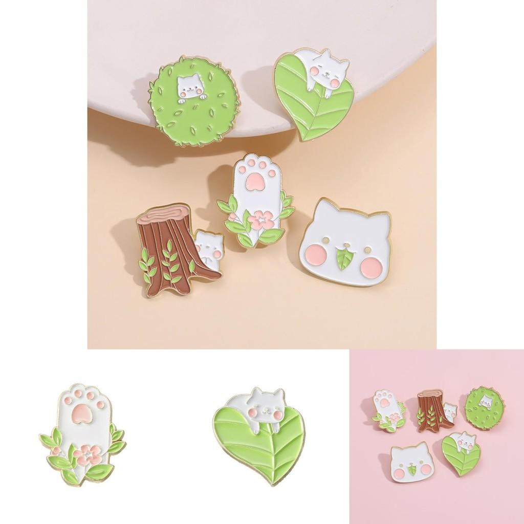 Unique Alloy Brooch With Playful Cartoon Tree And Leaf Design Perfect For Fashion Accessories