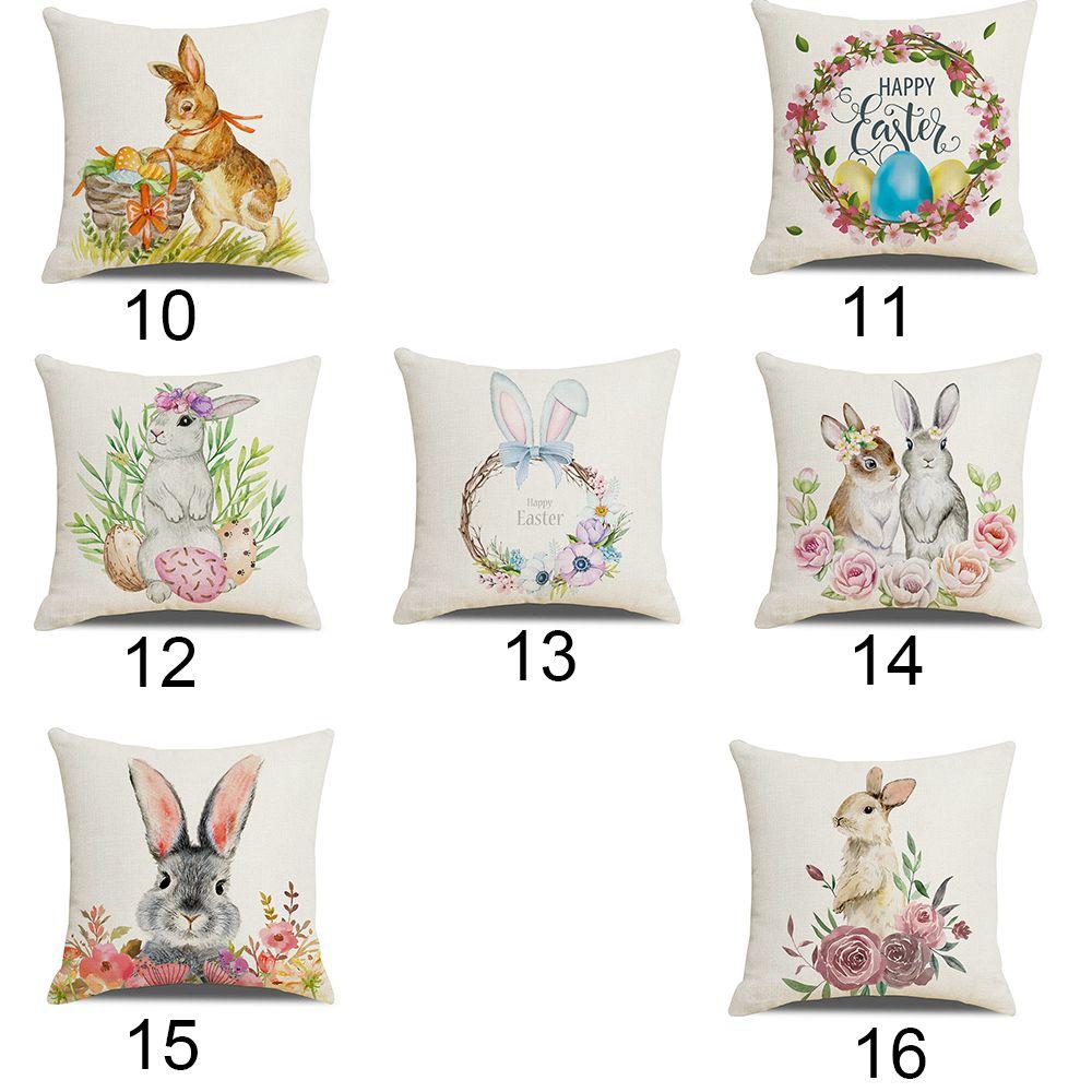 Happy Easter Bunny Eggs Sofa Pillow Case Cushion Cover Easter Decorations Easter Pillowcase